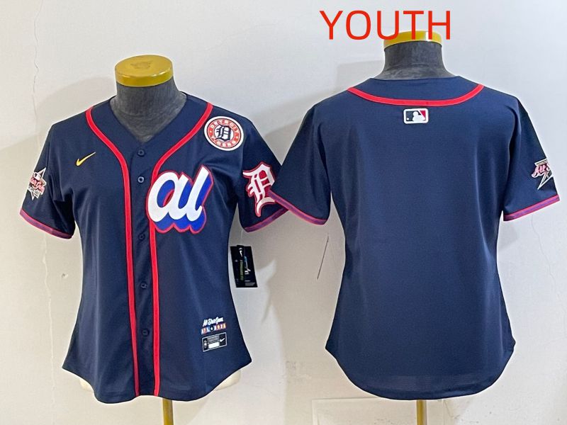 Youth 2025 Detroit Tigers Blank Drak Blue All star Nike MLB Jersey style 03->youth mlb jersey->Youth Jersey